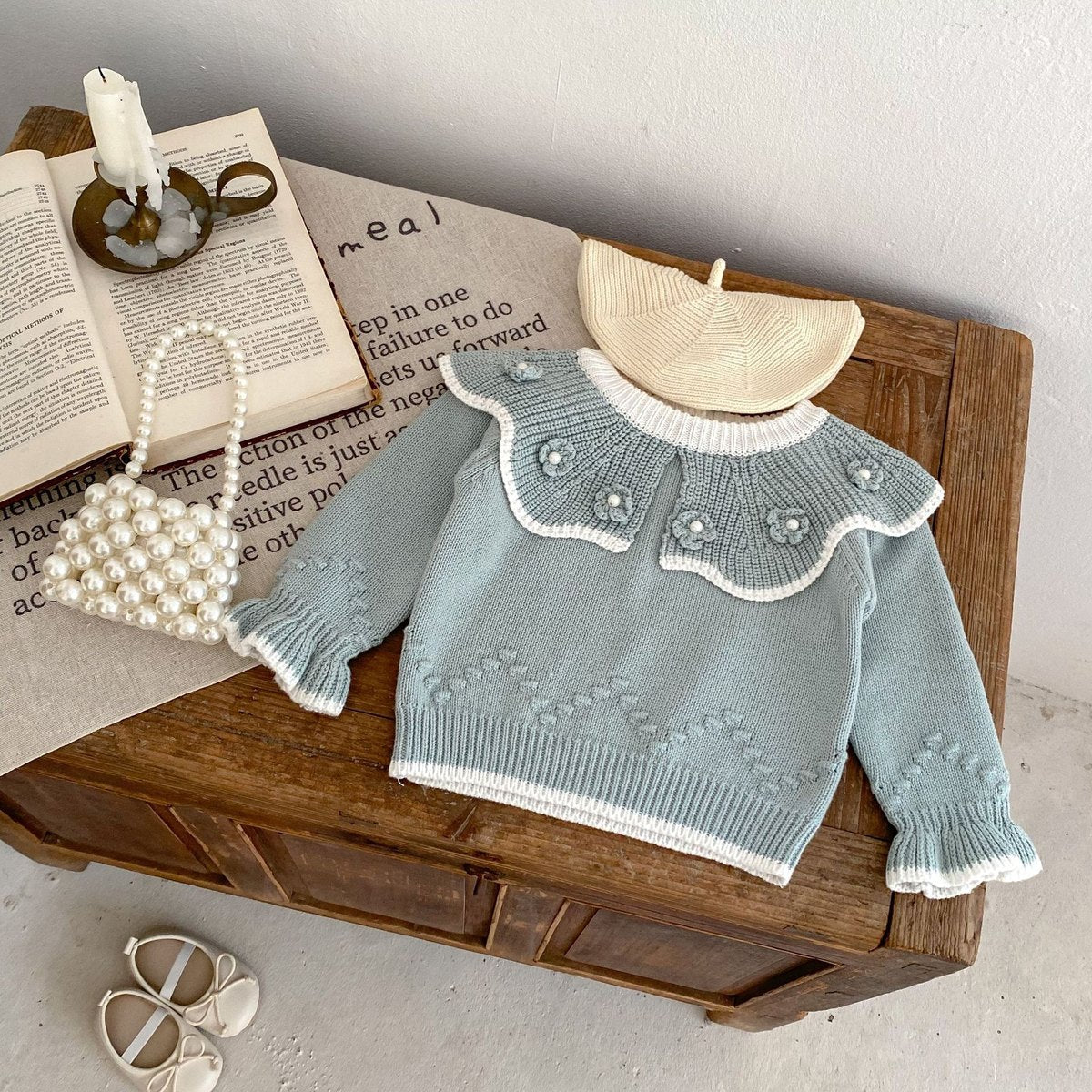 Baby Toddler Handmade Ruffle Collar Pullover Sweater
