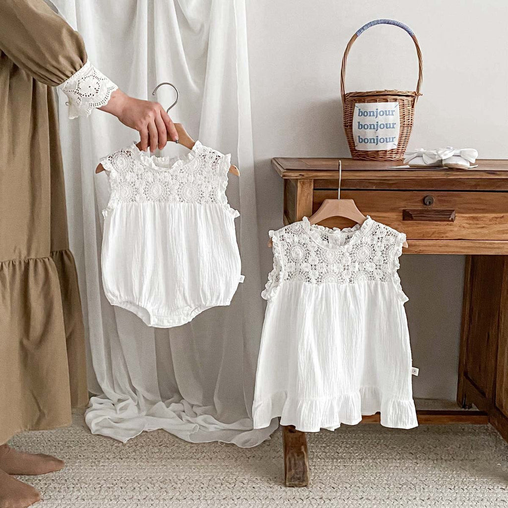 Baby Waffle Lace Romper