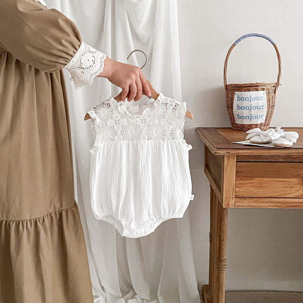 Baby Waffle Lace Romper