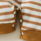 Baby Waffle Strip Short Sleeve Rompers