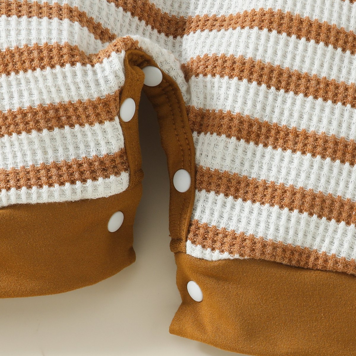 Baby Waffle Strip Short Sleeve Rompers