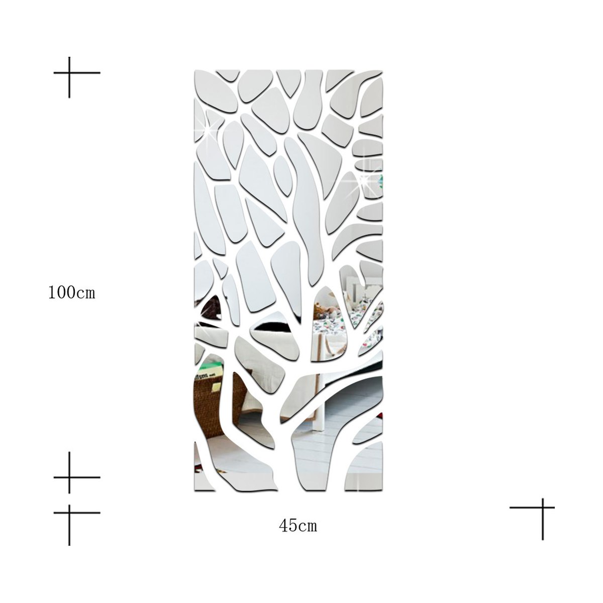 Background Wall Mirror Mosaic Geometric Decorative Stickers