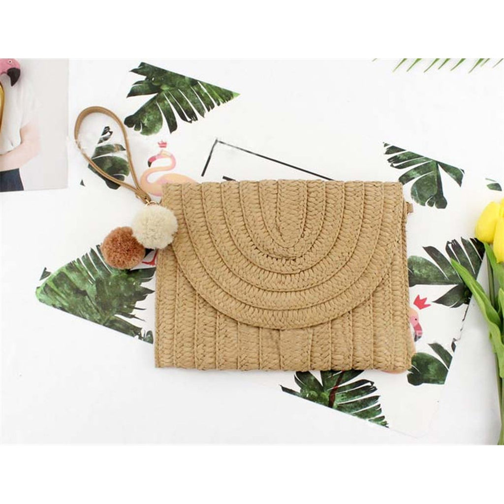 Ball Clutch Bag Messenger Straw Woven