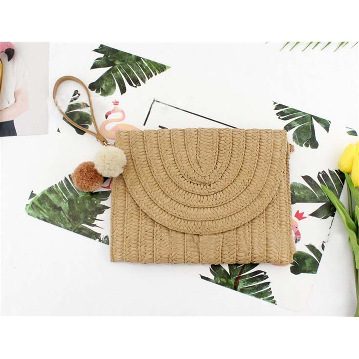 Ball Clutch Bag Messenger Straw Woven