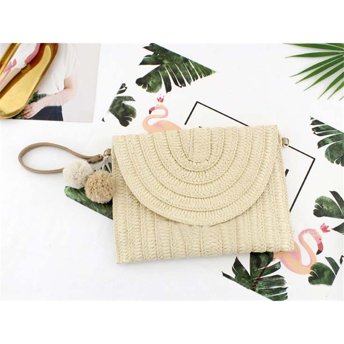 Ball Clutch Bag Messenger Straw Woven