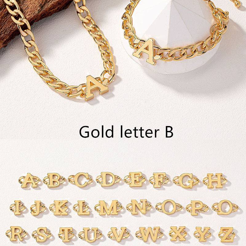 Initial Necklace & Bracelet Set