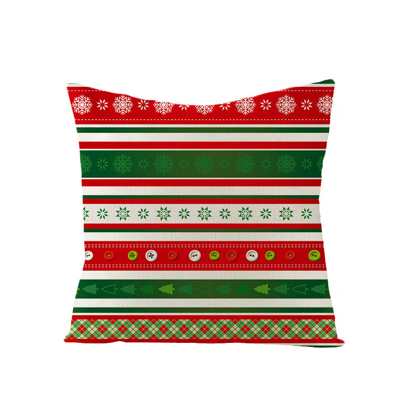 Green Linen Christmas Cushion Cover, 45 x 45 cm