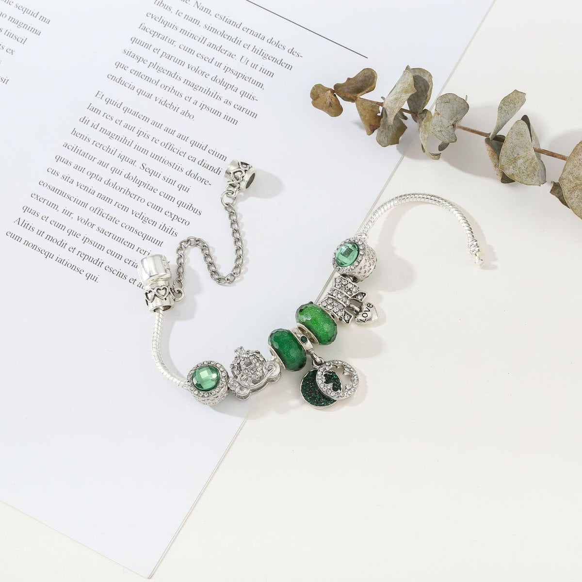 Beaded Bracelet Clover Pendant Charm