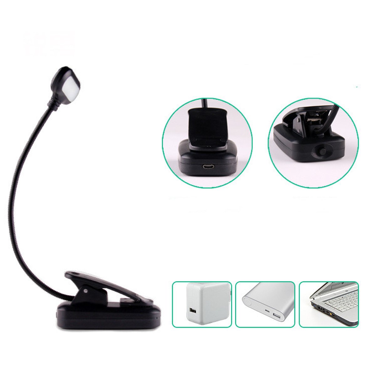 Bedside Reading Clip Lamp USB Charging Hose