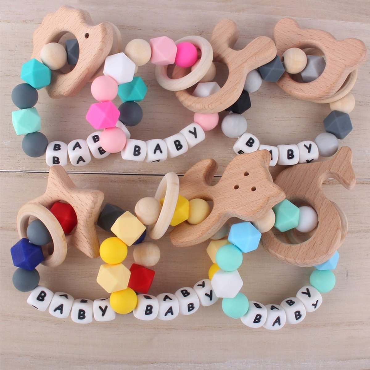 Beech and Silicone Teether