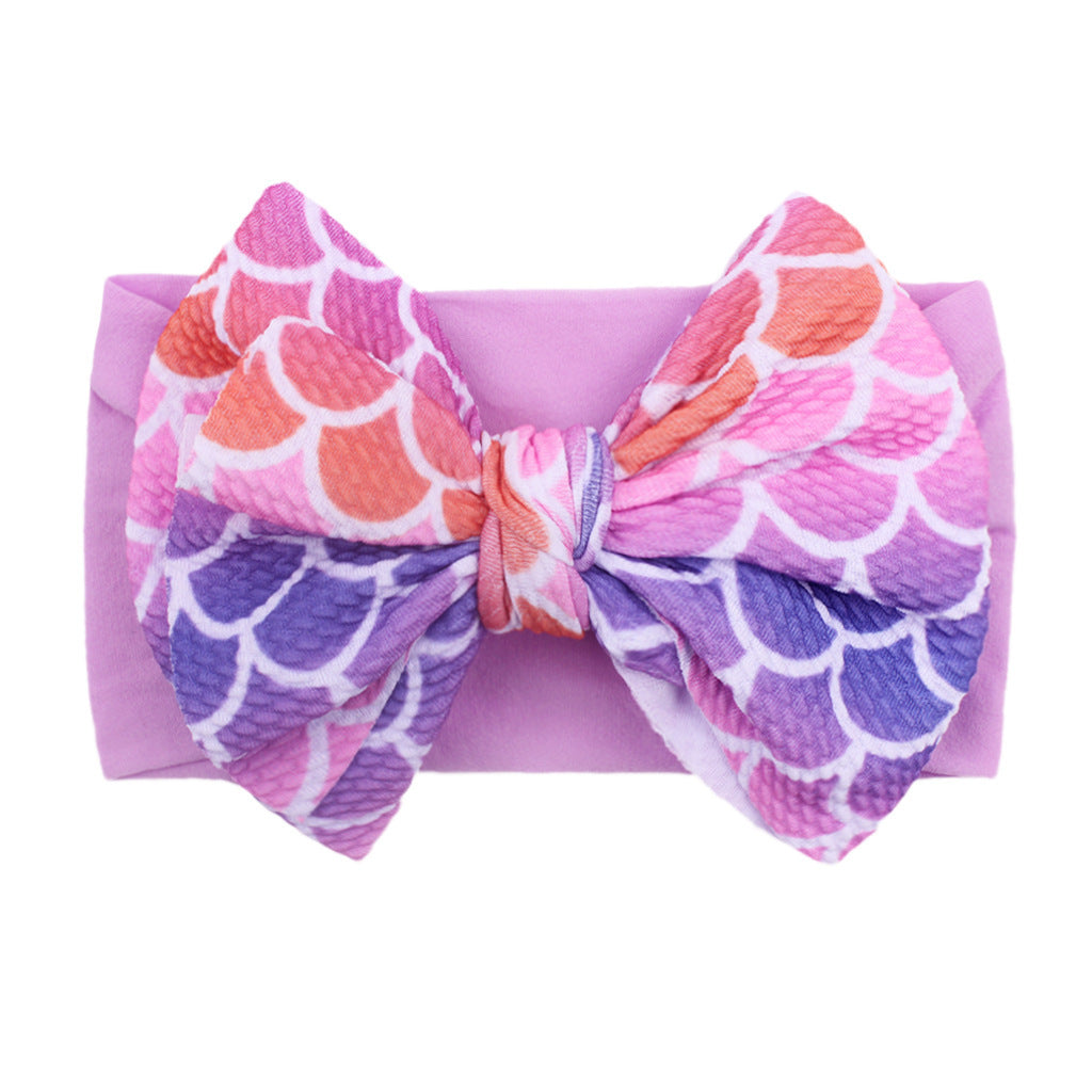 Nylon Bow Hair Band Baby Soft Printed