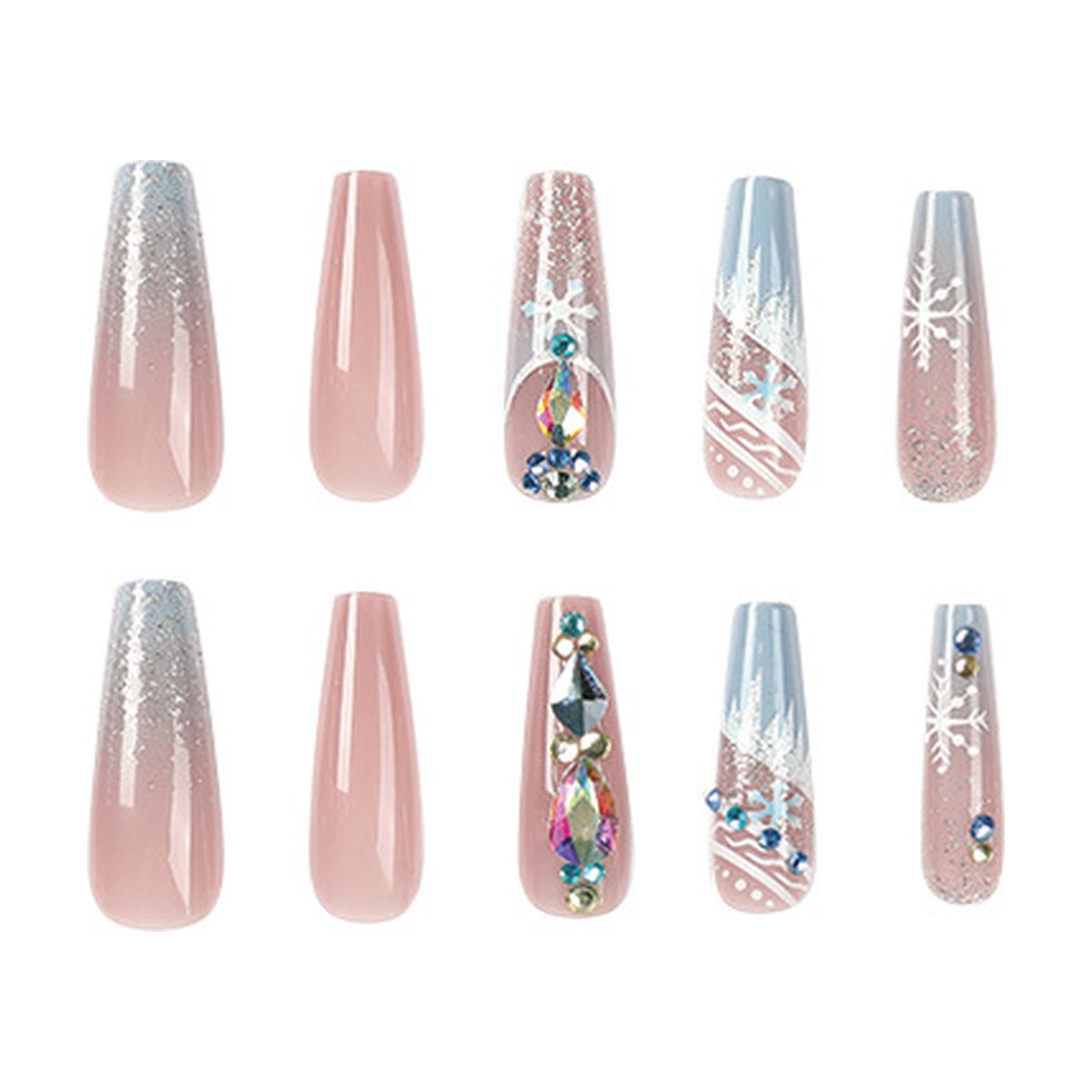 Blue Snowflake Press-On Nails