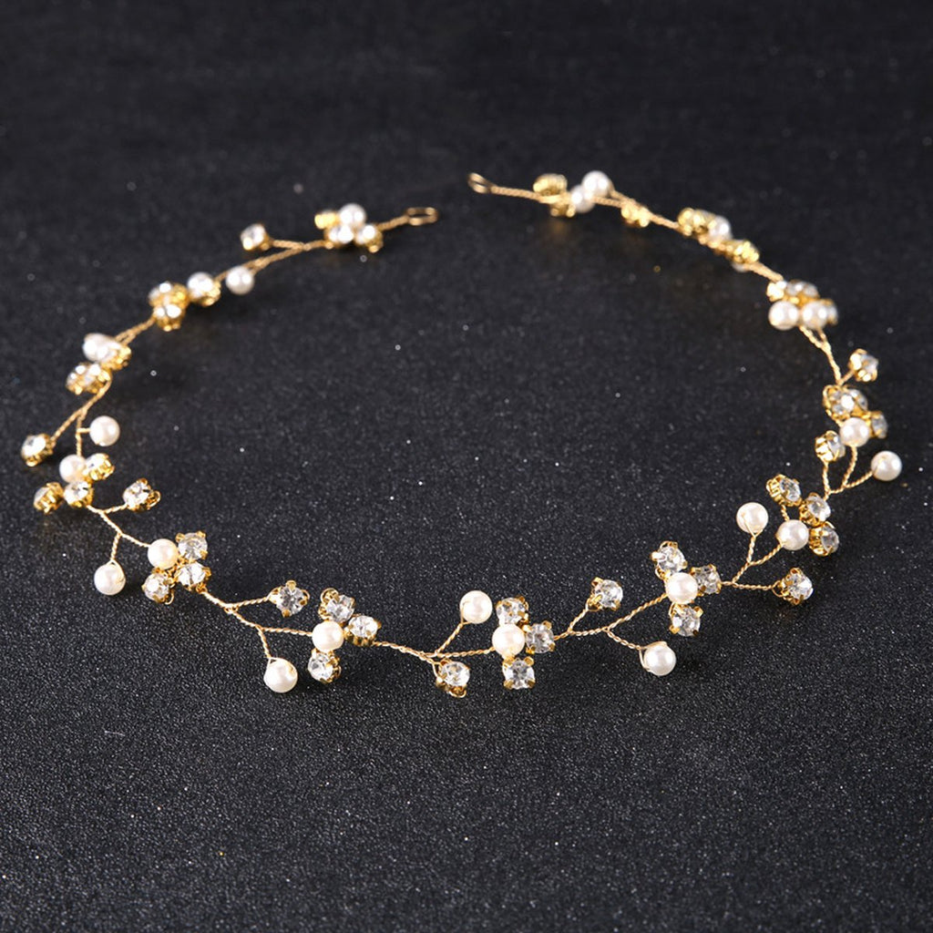 Bride Hair Accessories Pearl Rhinestone Headband White