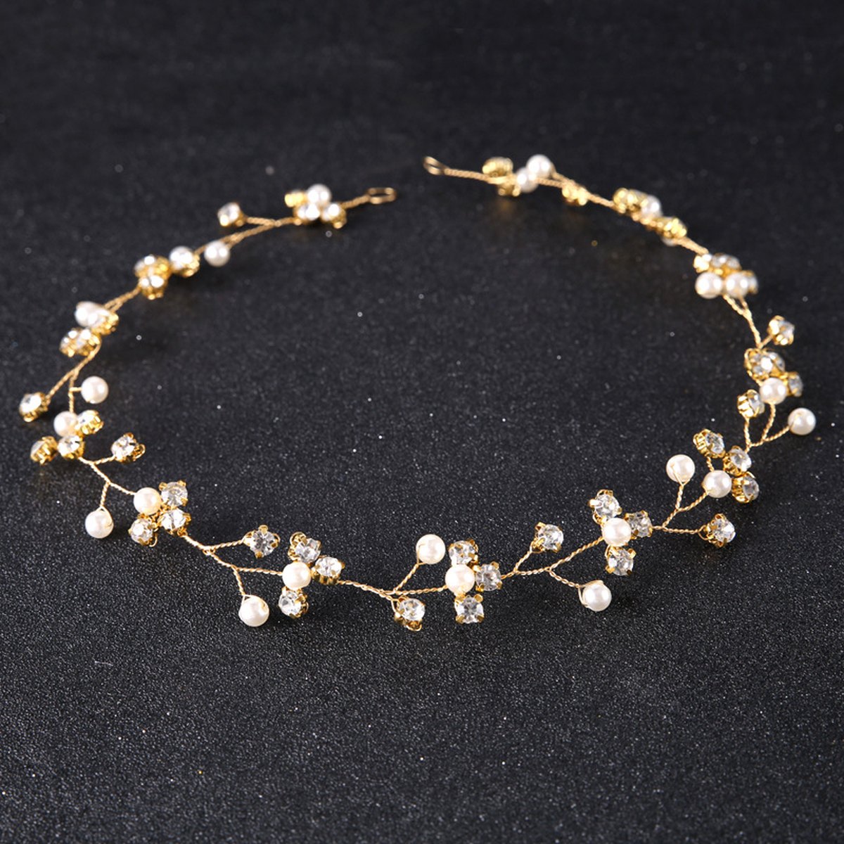 Bride Hair Accessories Pearl Rhinestone Headband White