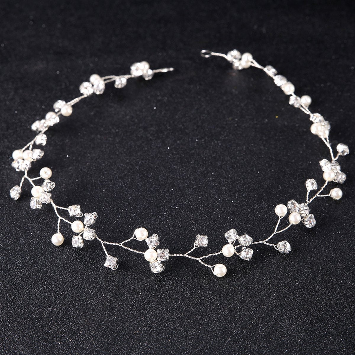 Bride Hair Accessories Pearl Rhinestone Headband White