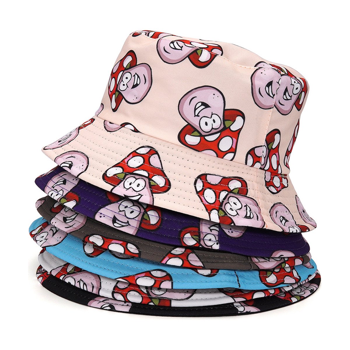 Bucket Cartoon Mushroom Double-sided Wear Hat