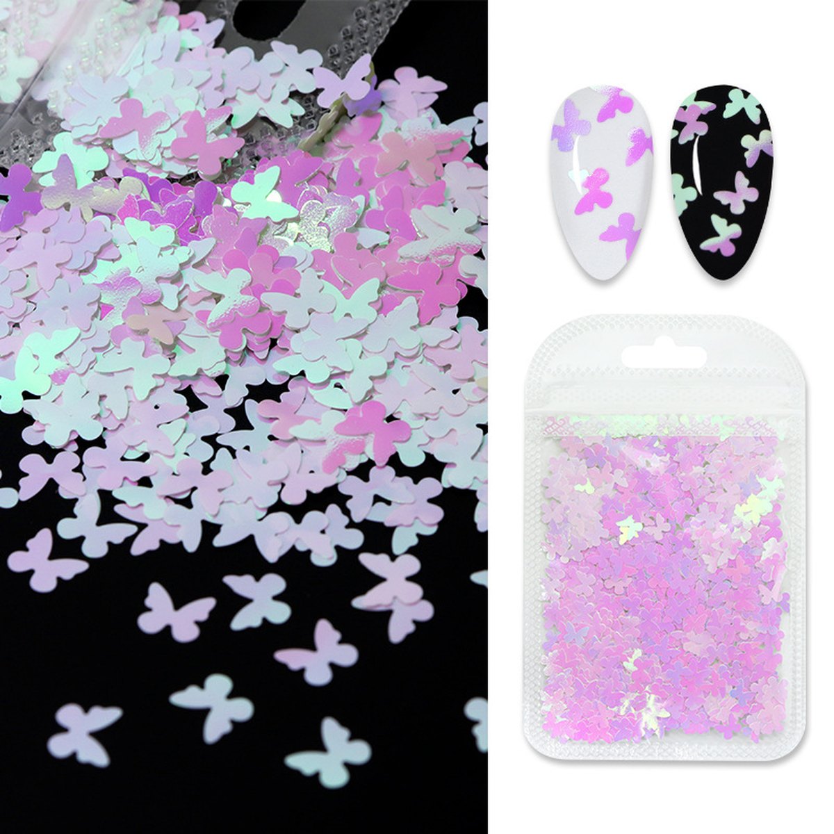 Butterfly Flower Nail Art Sequins Crystal Glue