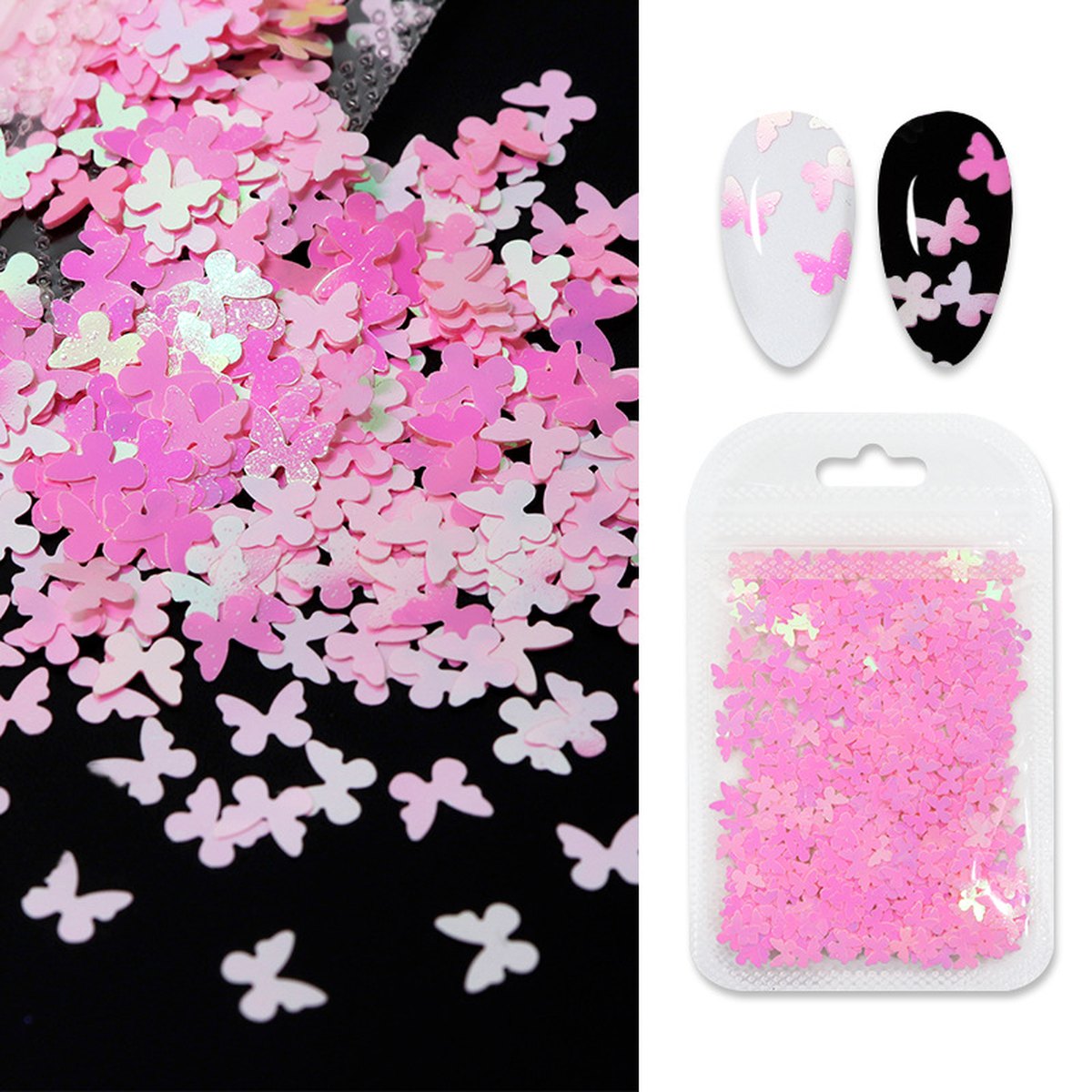 Butterfly Flower Nail Art Sequins Crystal Glue