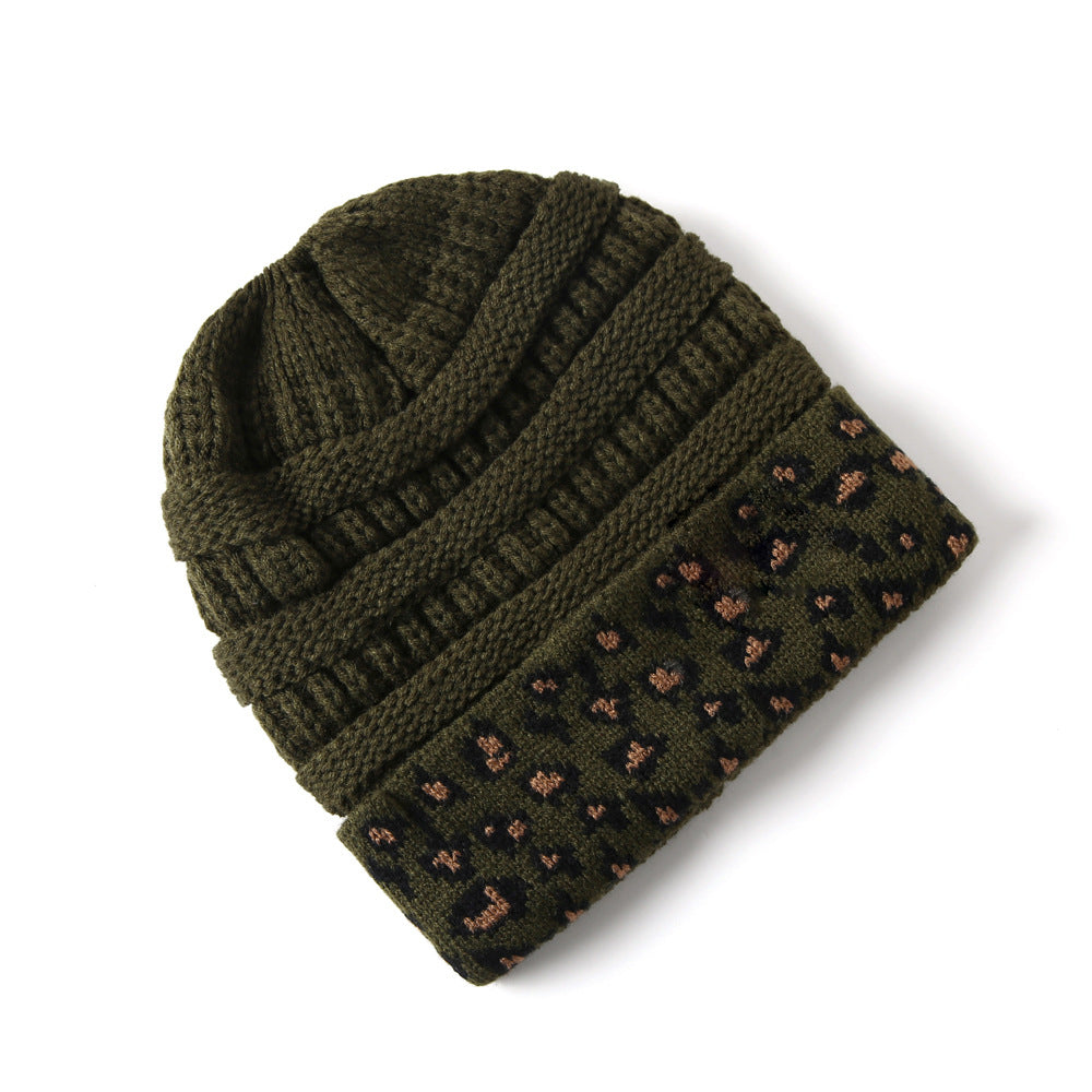 Beanie Warm Leopard Print Knitted Hat