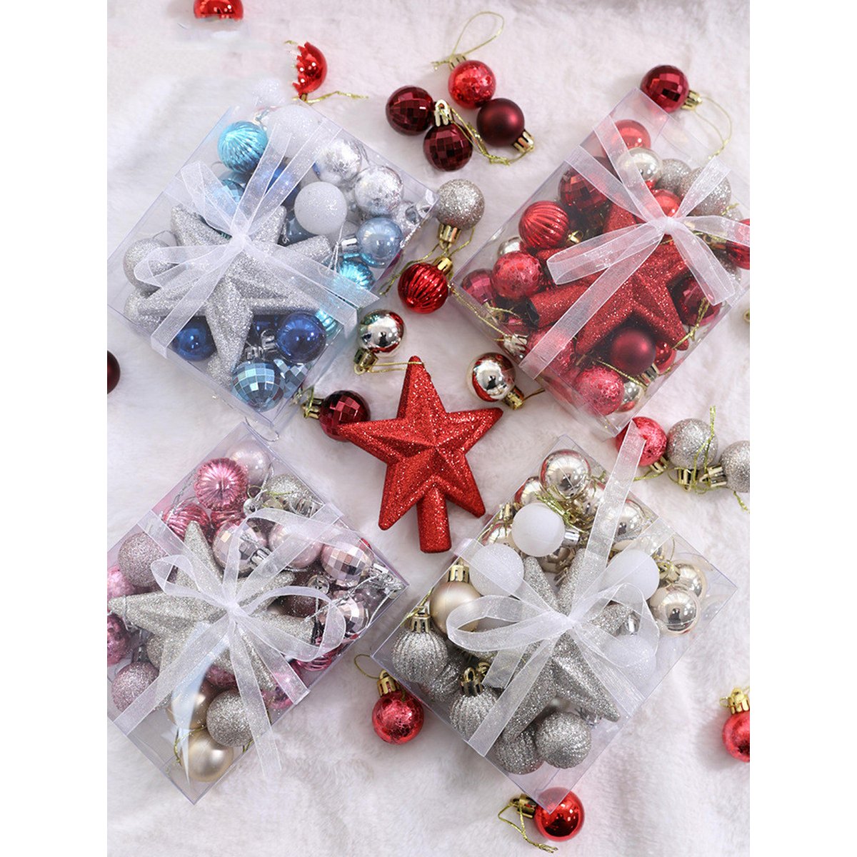 Bauble Ornament Set, Blue or Pink