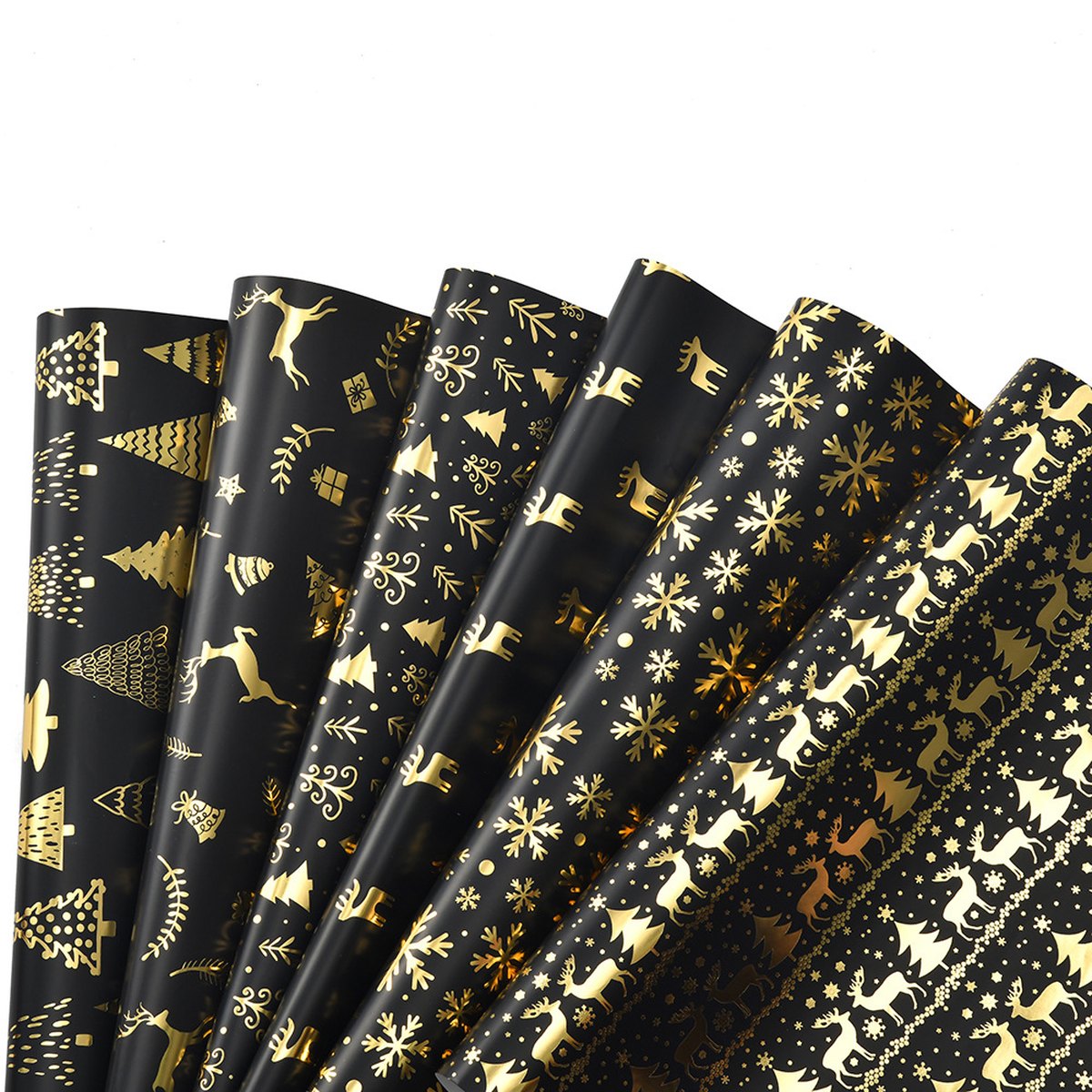 Black & Gold Christmas Wrapping Paper, 50 x 70 cm
