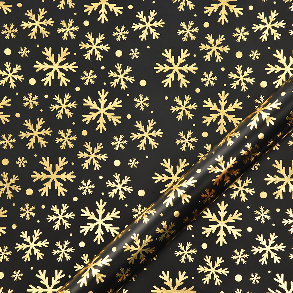 Black & Gold Christmas Wrapping Paper, 50 x 70 cm
