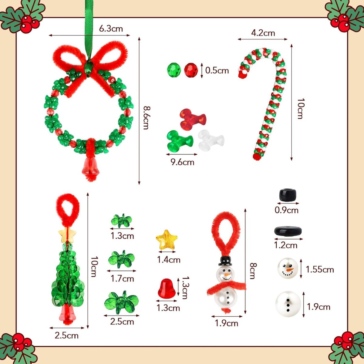 Christmas Bead Ornament Craft Set (48 pcs)