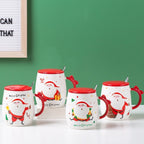 Christmas Ceramic Mug with Lid & Spoon