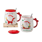 Christmas Ceramic Mug with Lid & Spoon