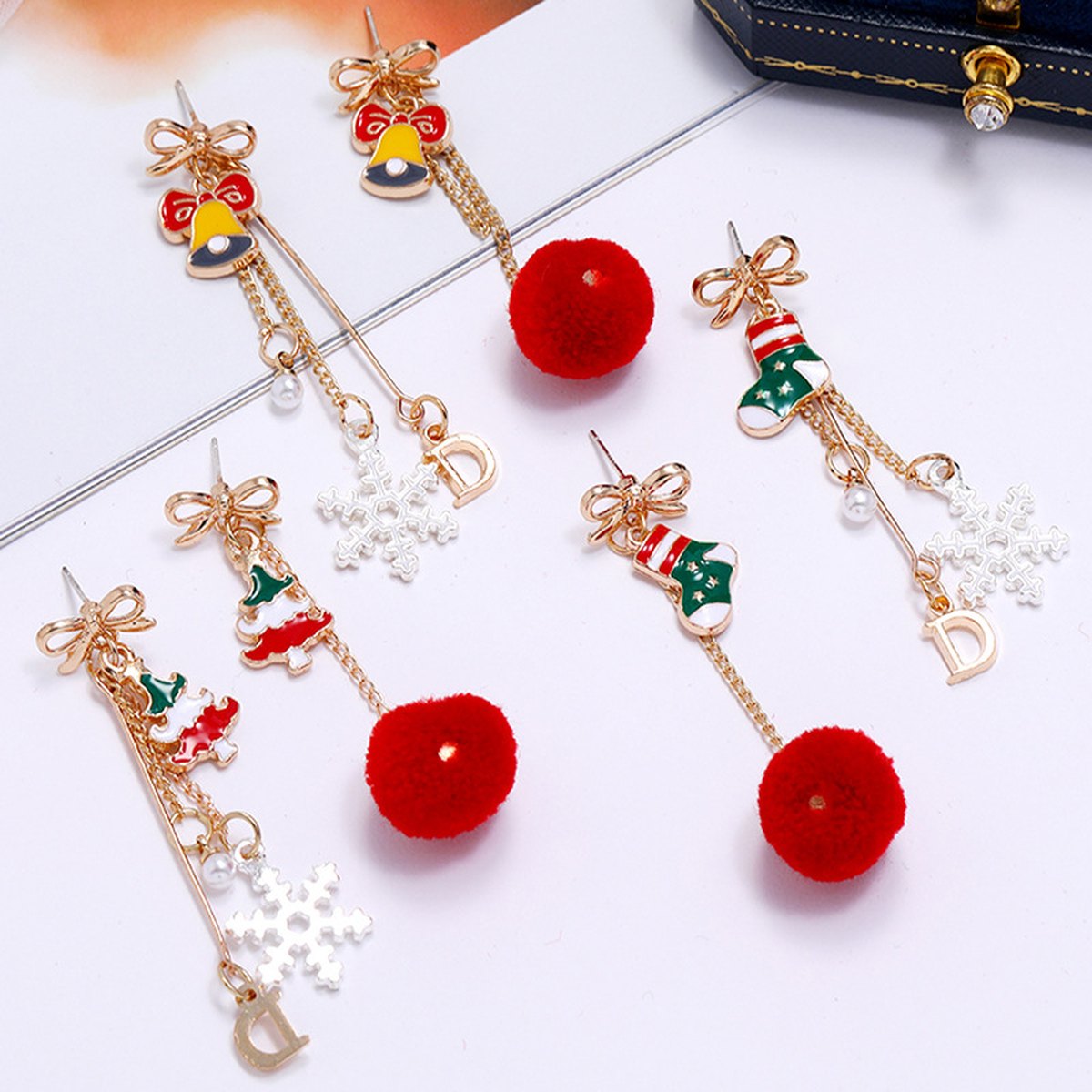 Christmas Pompom Tassel Earrings