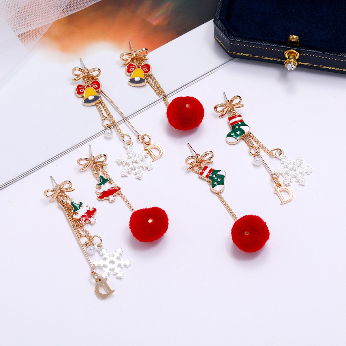 Christmas Pompom Tassel Earrings