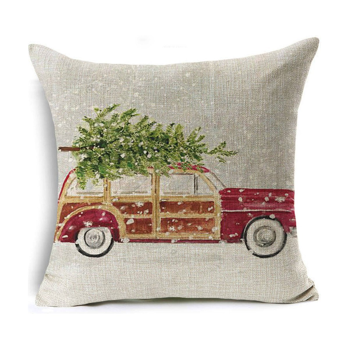 Colourful Linen Christmas Cushion Cover, 45 x 45 cm