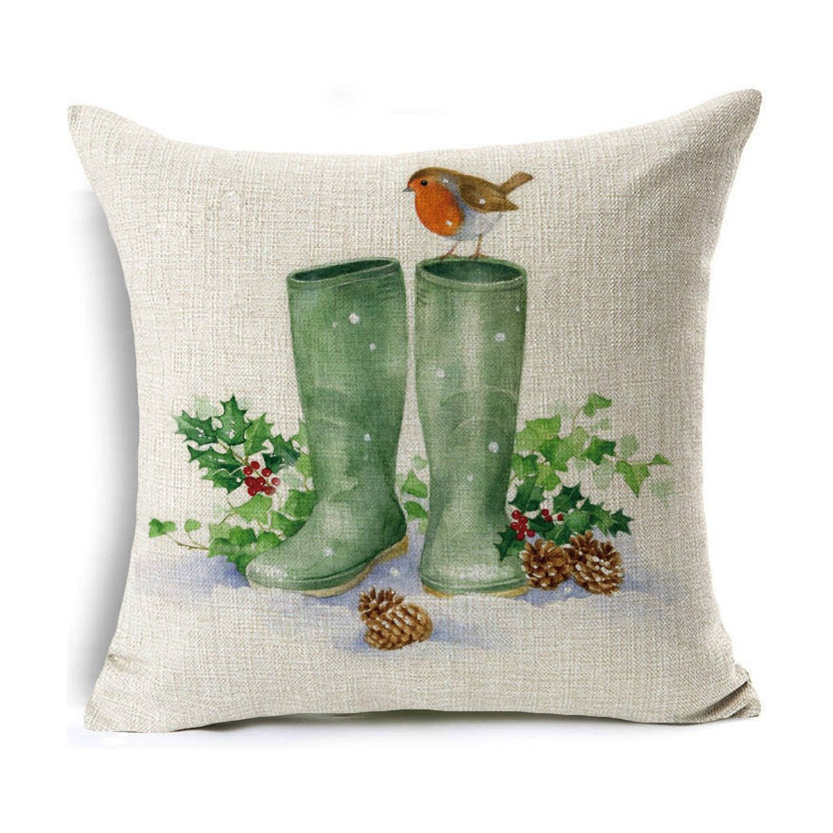 Colourful Linen Christmas Cushion Cover, 45 x 45 cm