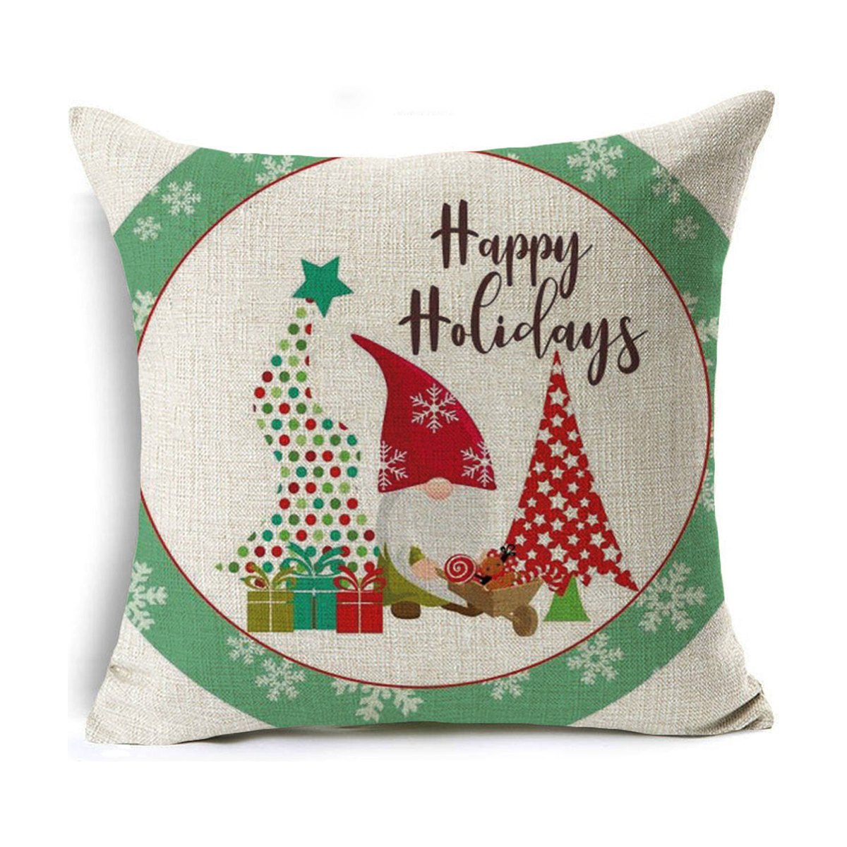 Colourful Linen Christmas Cushion Cover, 45 x 45 cm