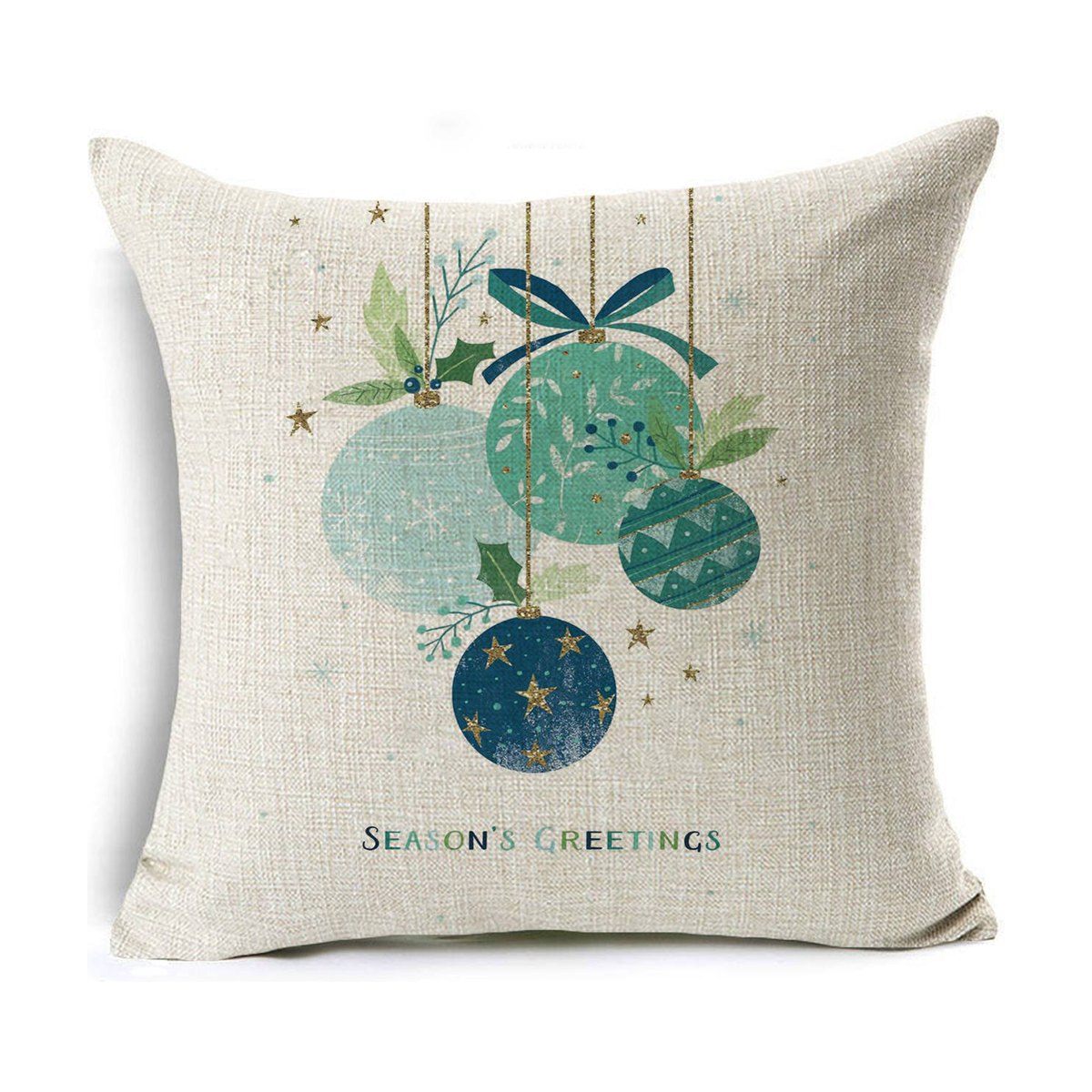 Colourful Linen Christmas Cushion Cover, 45 x 45 cm