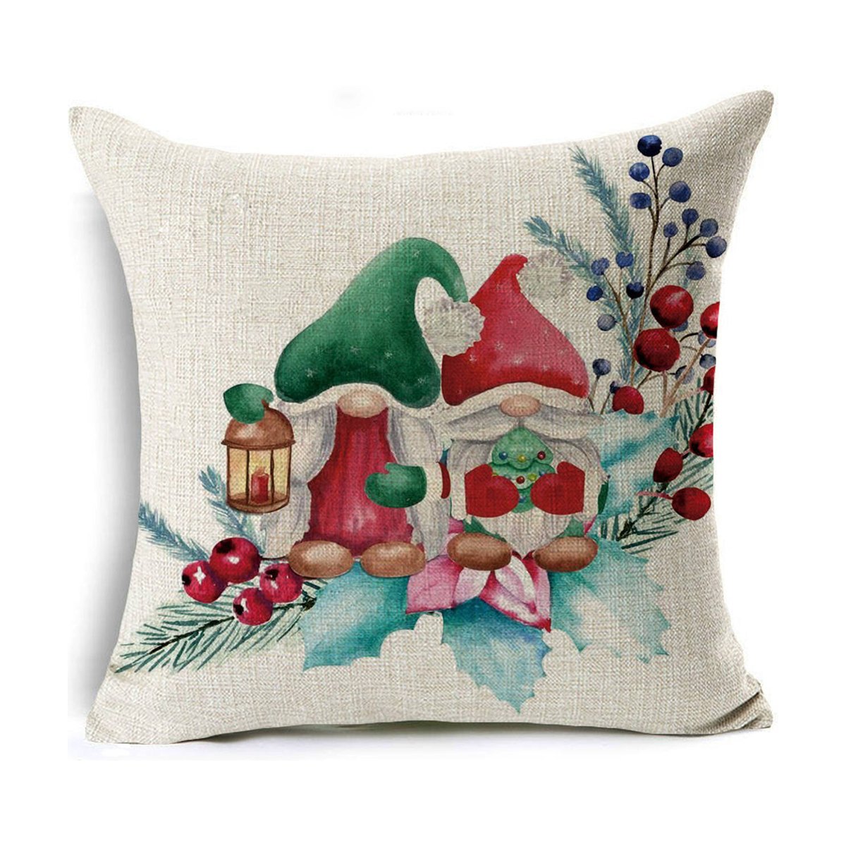 Colourful Linen Christmas Cushion Cover, 45 x 45 cm