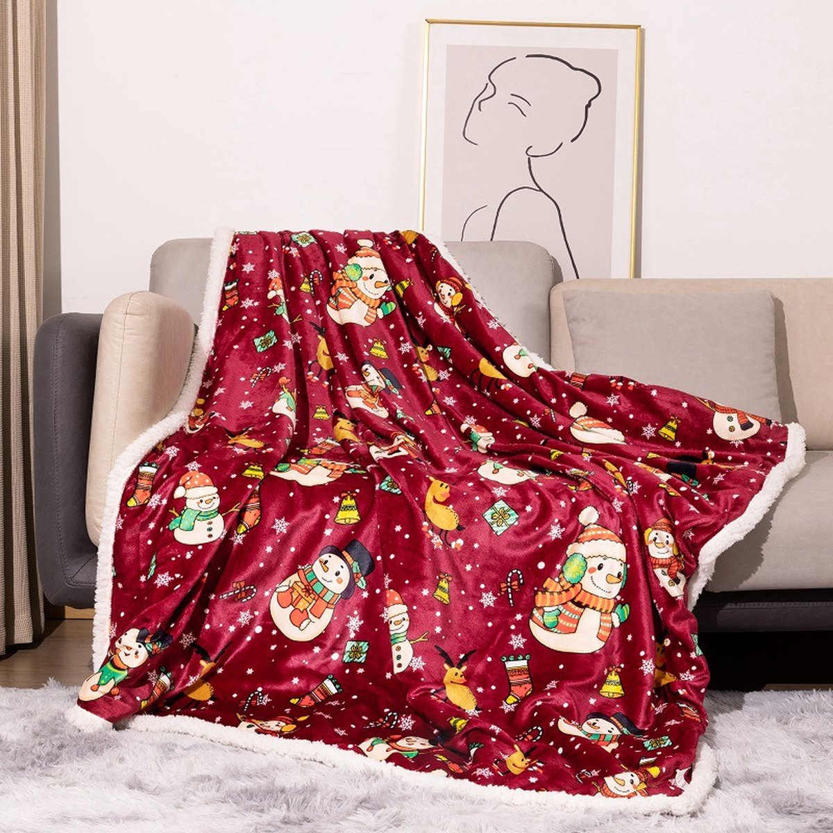 Double-Layer Flannel Christmas Blanket, 127 x 152 cm