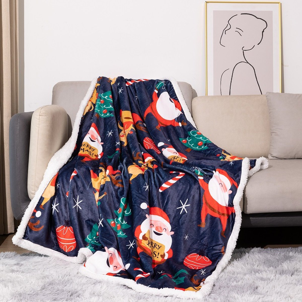 Double-Layer Flannel Christmas Blanket, 127 x 152 cm