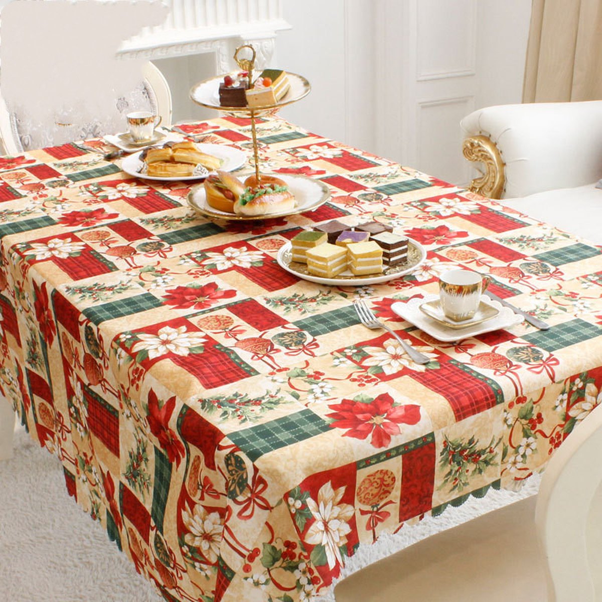 Fabric Christmas Tablecloth, 150 x 180 cm