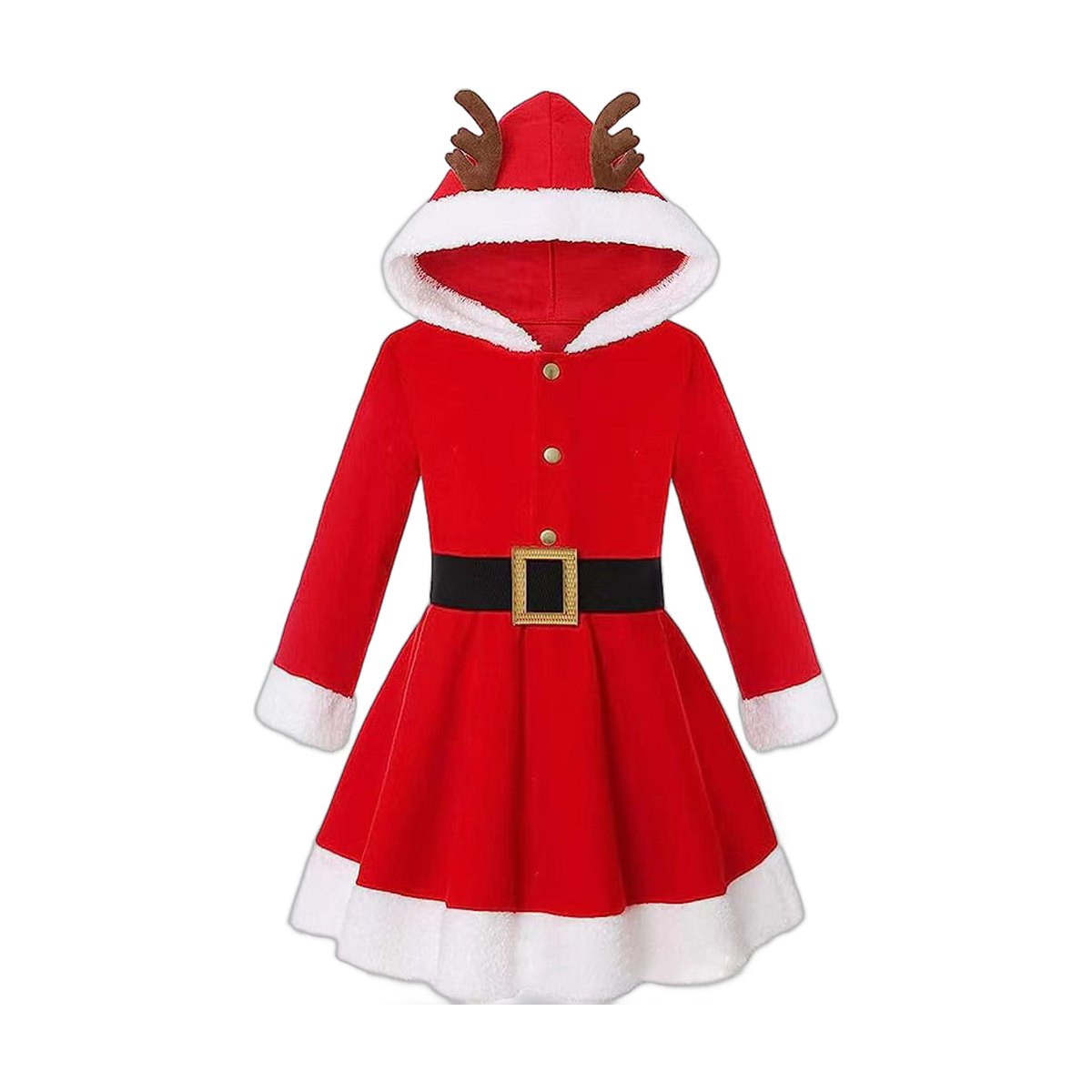 Girls' Reindeer Hooded Christmas Dress