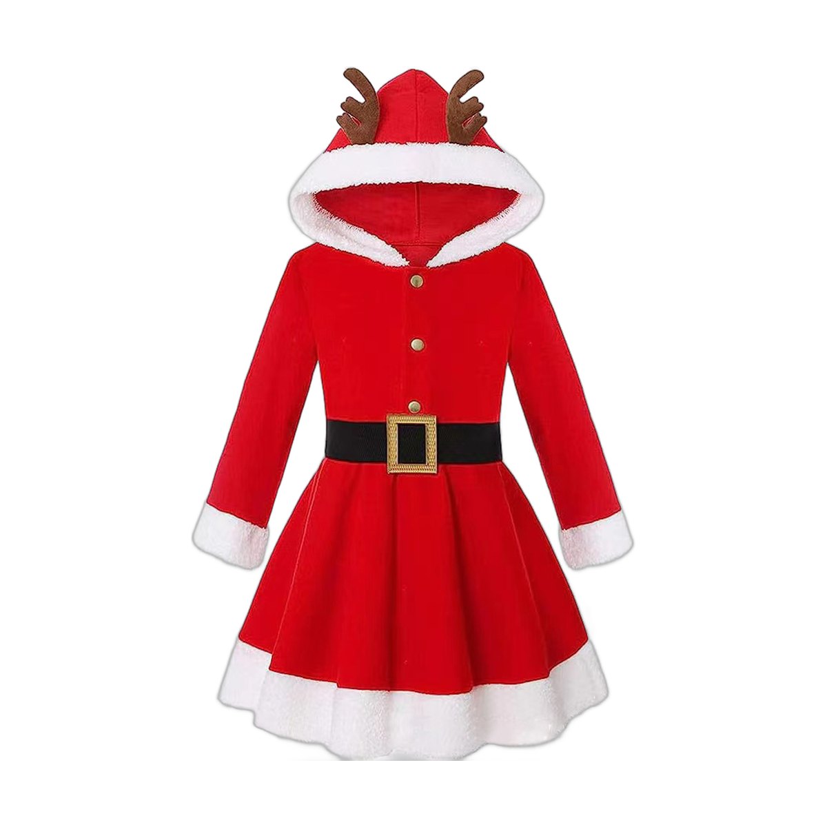 Girls' Reindeer Hooded Christmas Dress