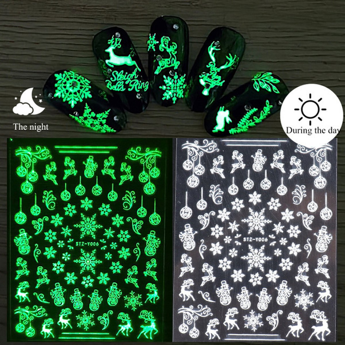 Glow-in-the-Dark Christmas Nail Stickers