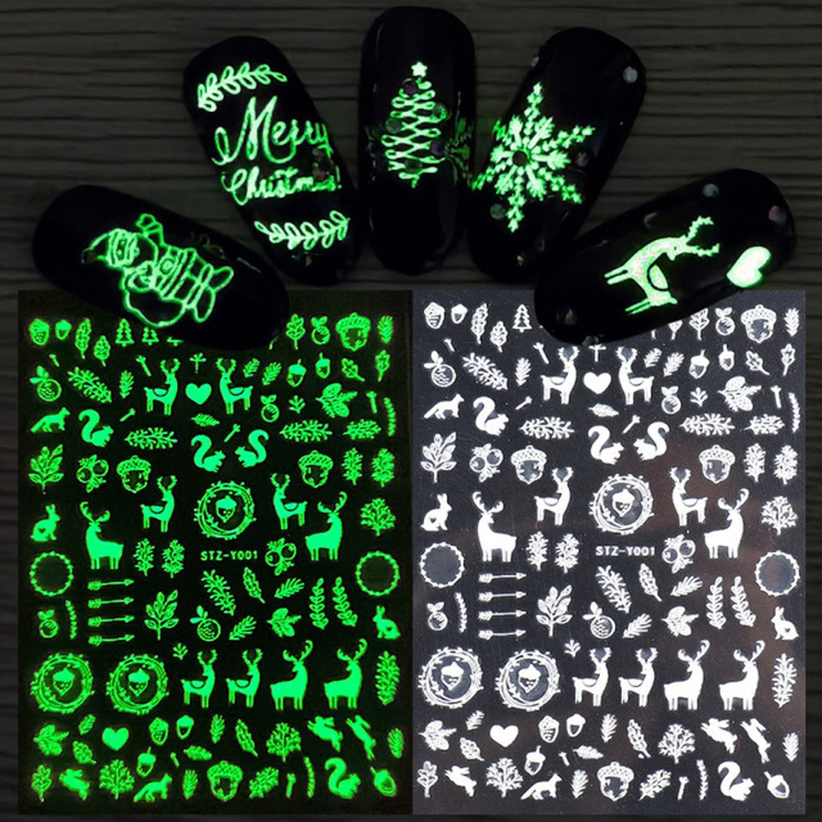 Glow-in-the-Dark Christmas Nail Stickers
