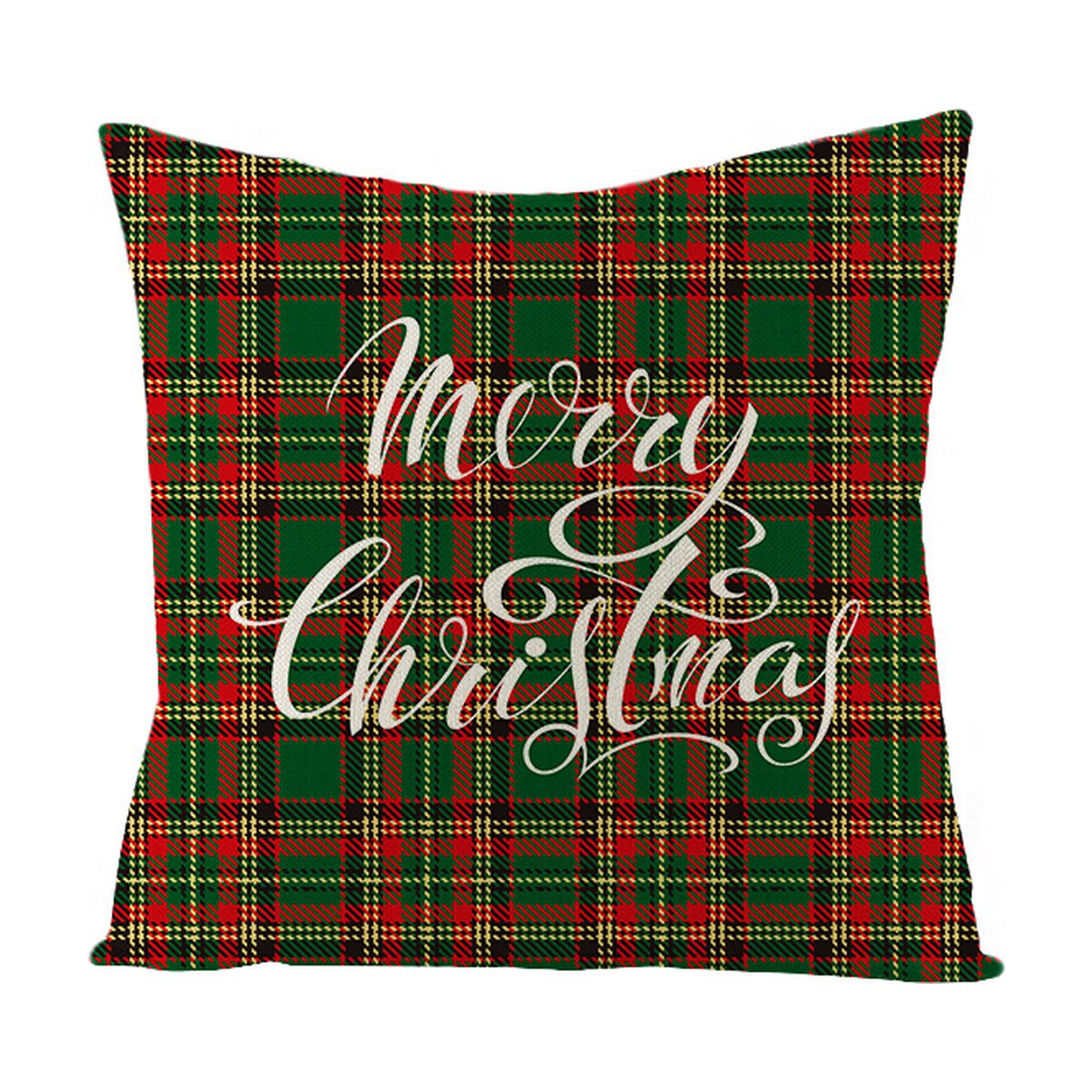 Green Linen Christmas Cushion Cover, 45 x 45 cm
