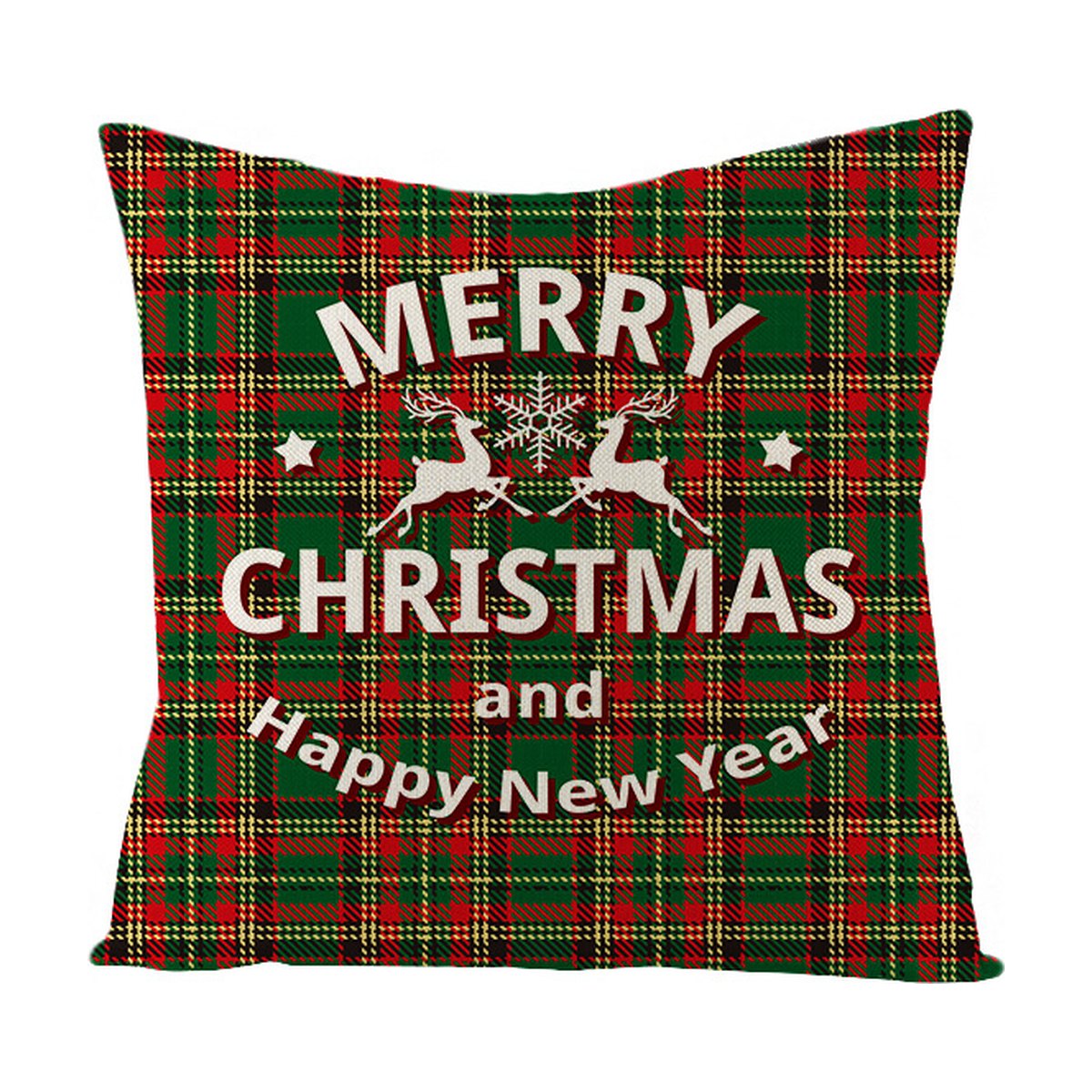 Green Linen Christmas Cushion Cover, 45 x 45 cm