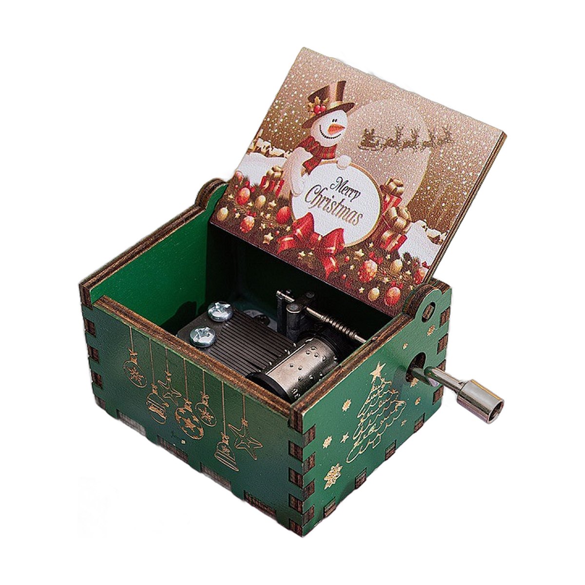 Hand-Crank Wooden Christmas Music Box
