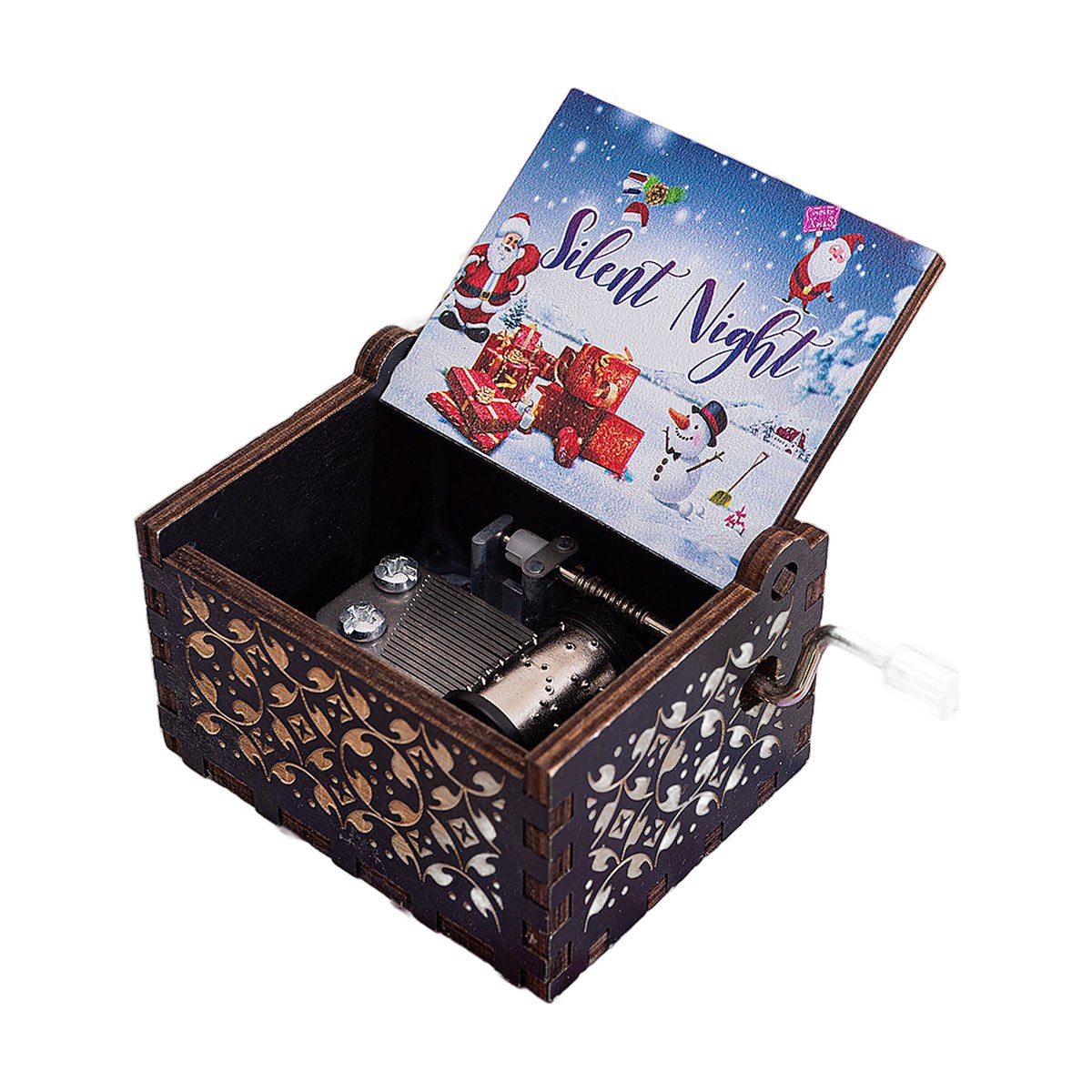 Hand-Crank Wooden Christmas Music Box
