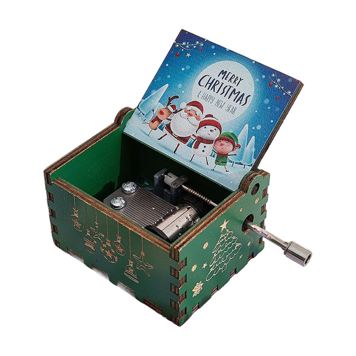 Hand-Crank Wooden Christmas Music Box