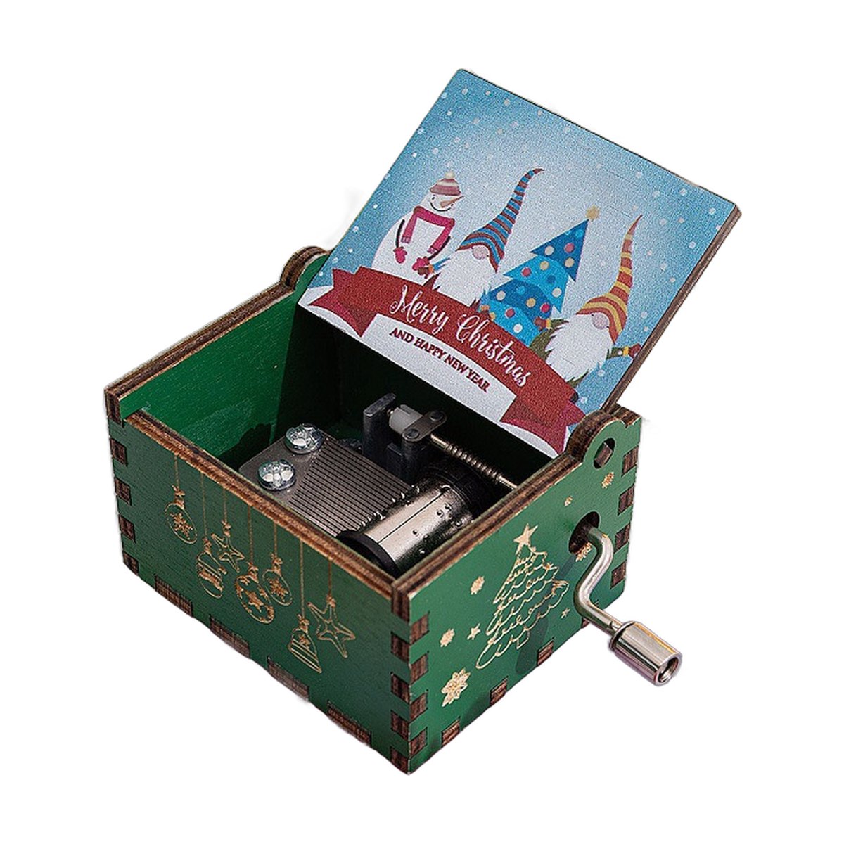 Hand-Crank Wooden Christmas Music Box