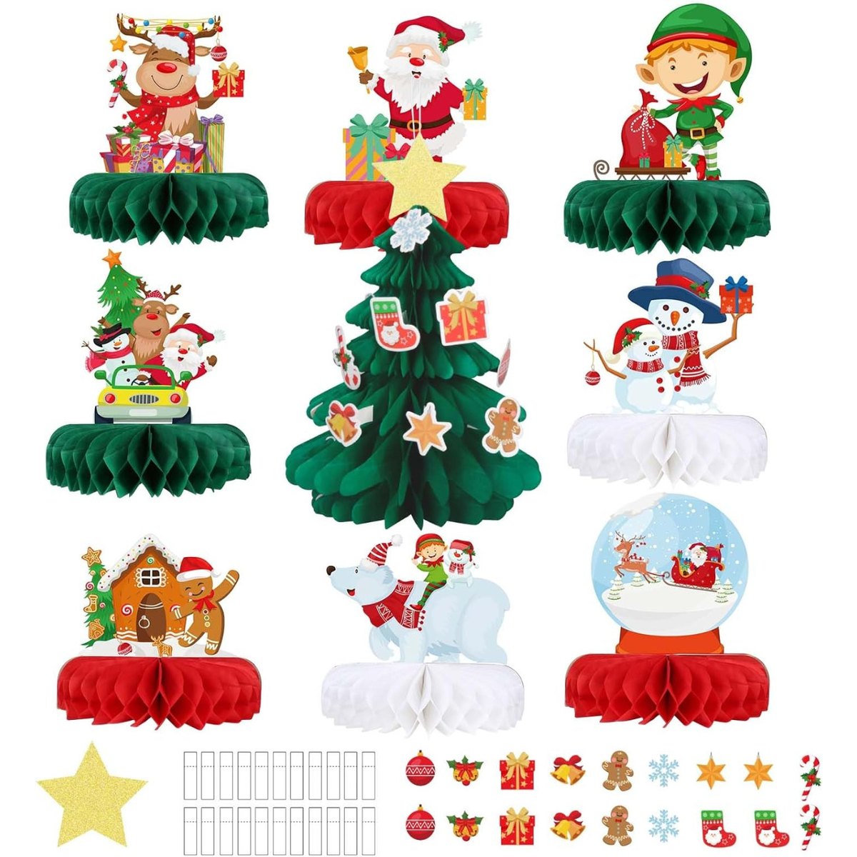 Honeycomb Christmas Table Decorations (9 pcs)